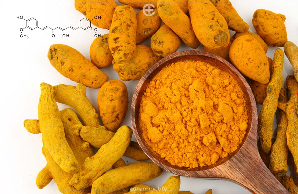 สารเคอร์คูมิน curcumin มีฤทธิ์ต้านการอักเสบ ต้านอนุมูลอิสระ พบมากในขมิ้นชัน